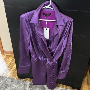 Vici Purple Satin Midi Dress